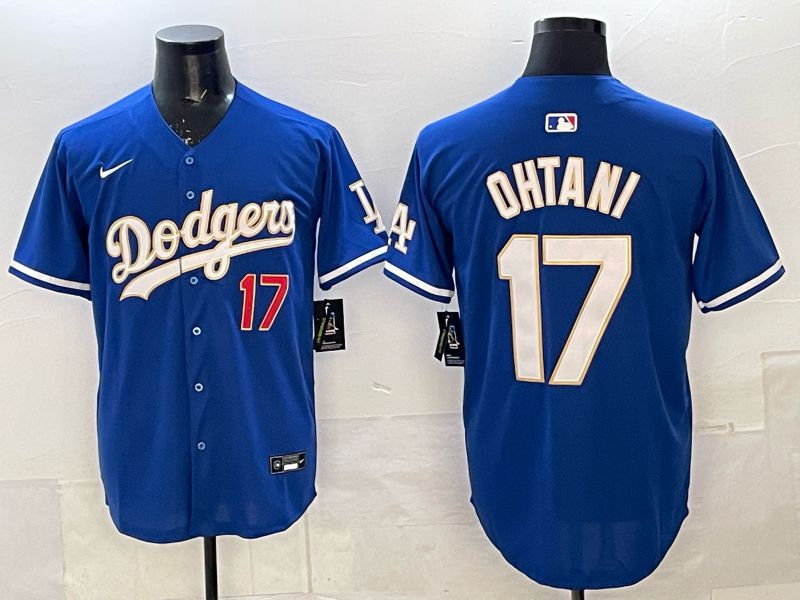 Men 2025 Nike Los Angeles Dodgers #17 Ohtani Blue gold Game MLB Jersey 04->los angeles dodgers->MLB Jersey